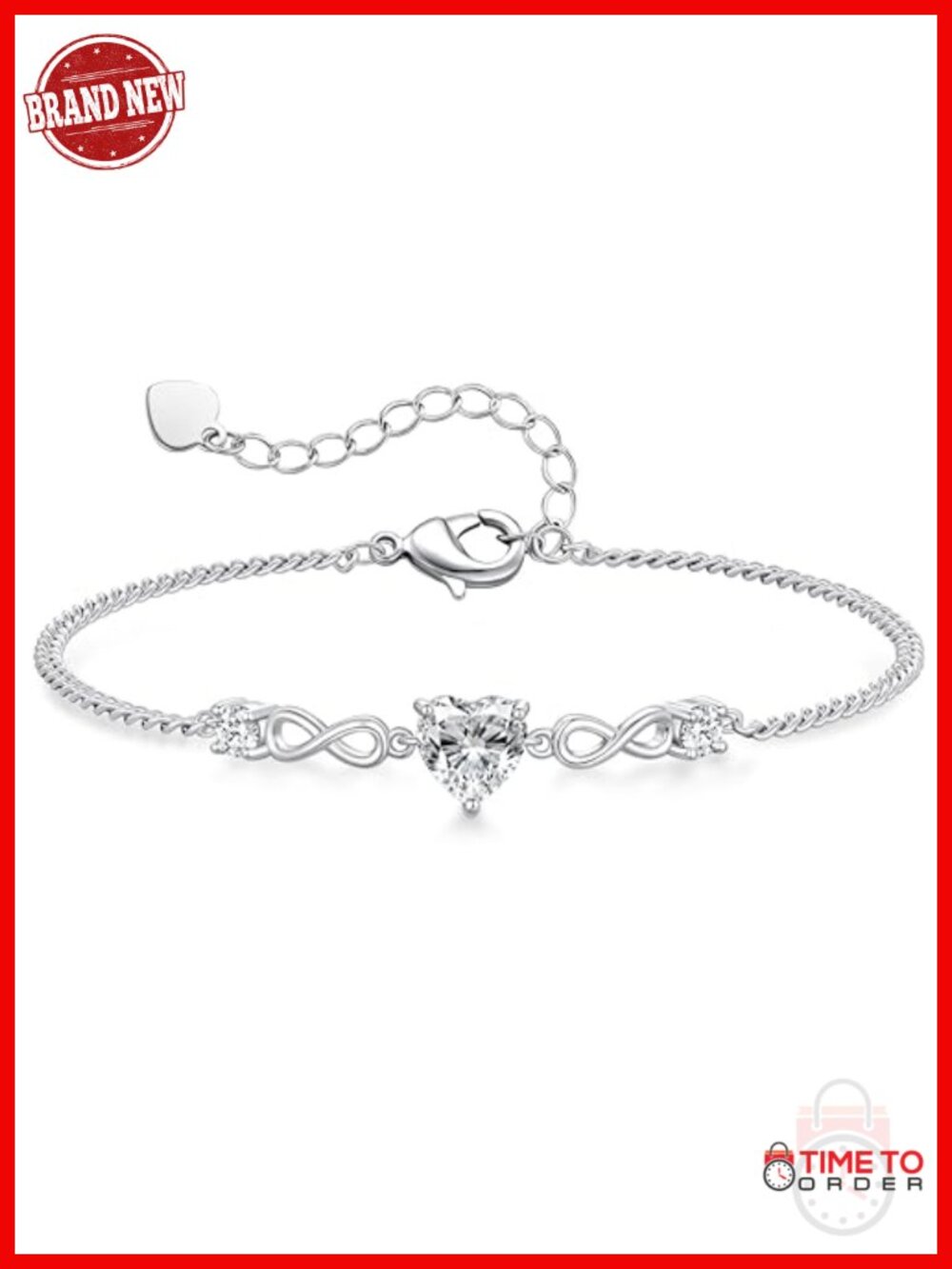 1.5CT D Color VVS1 Moissanite Infinity Heart Tennis Bracelet, Adjustable